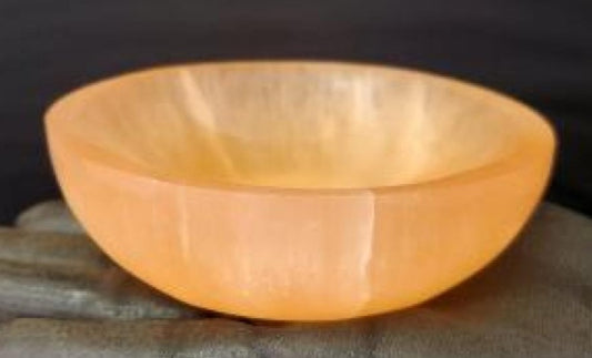 Peach Selenite Bowl Charger, Orange Selenite Bowl