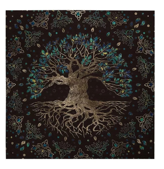 Tree of Life Tarot Cloth – Spiritual Altar Tapestry for Readings, Crystal Grids & Rituals