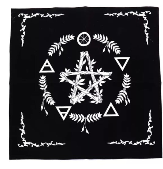 Pentagram with Elements Tarot Cloth – Wiccan Altar Cloth for Rituals & Readings